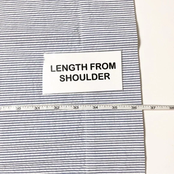 Draper James NWT Seersucker Ruffle Shirt Dress 12 blue white classic shift - Picture 12 of 12